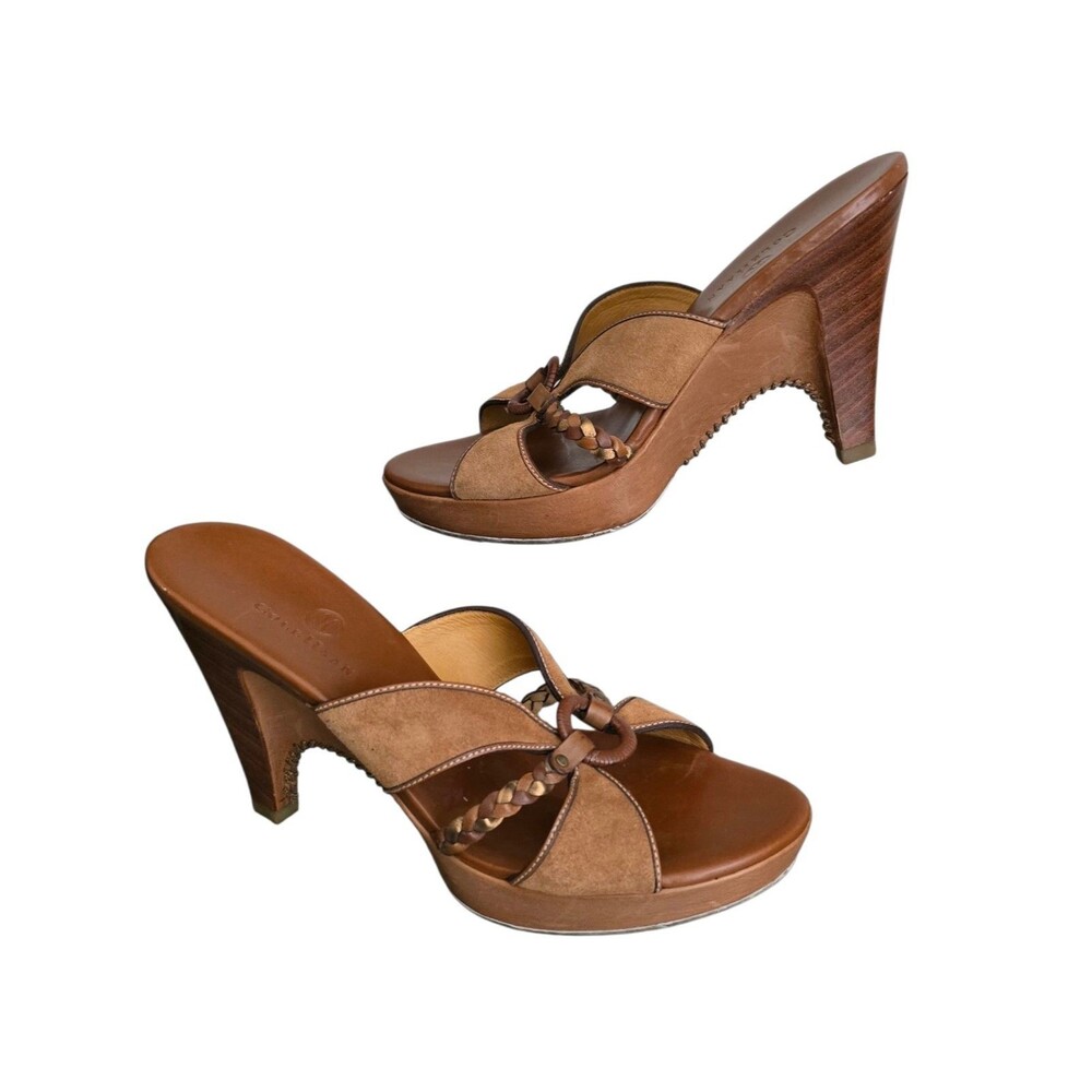 Cole Haan Sandals Womens Size 7B Brown Platform Heels Open Toe